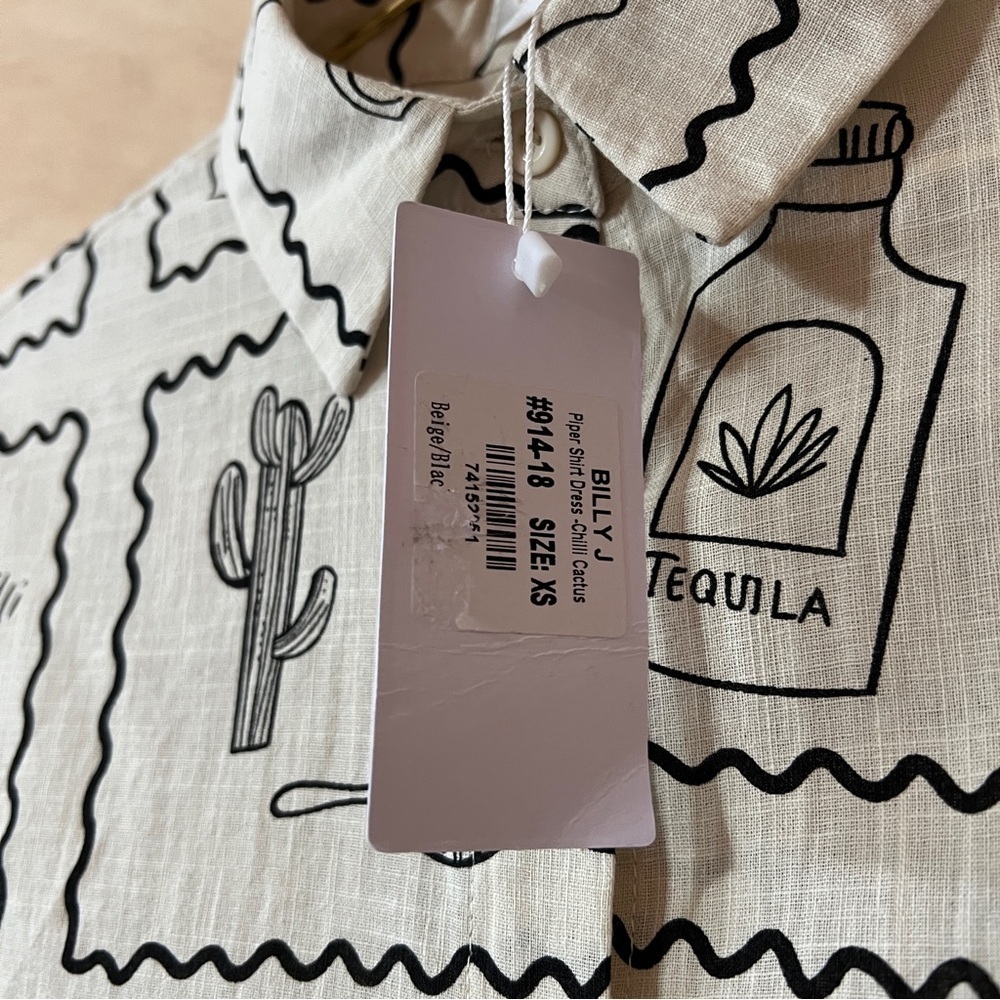 Billy J | NWT Piper Shirt Dress Chili Cactus Button Down Cocktail Print Size XS - Picture 5 of 11